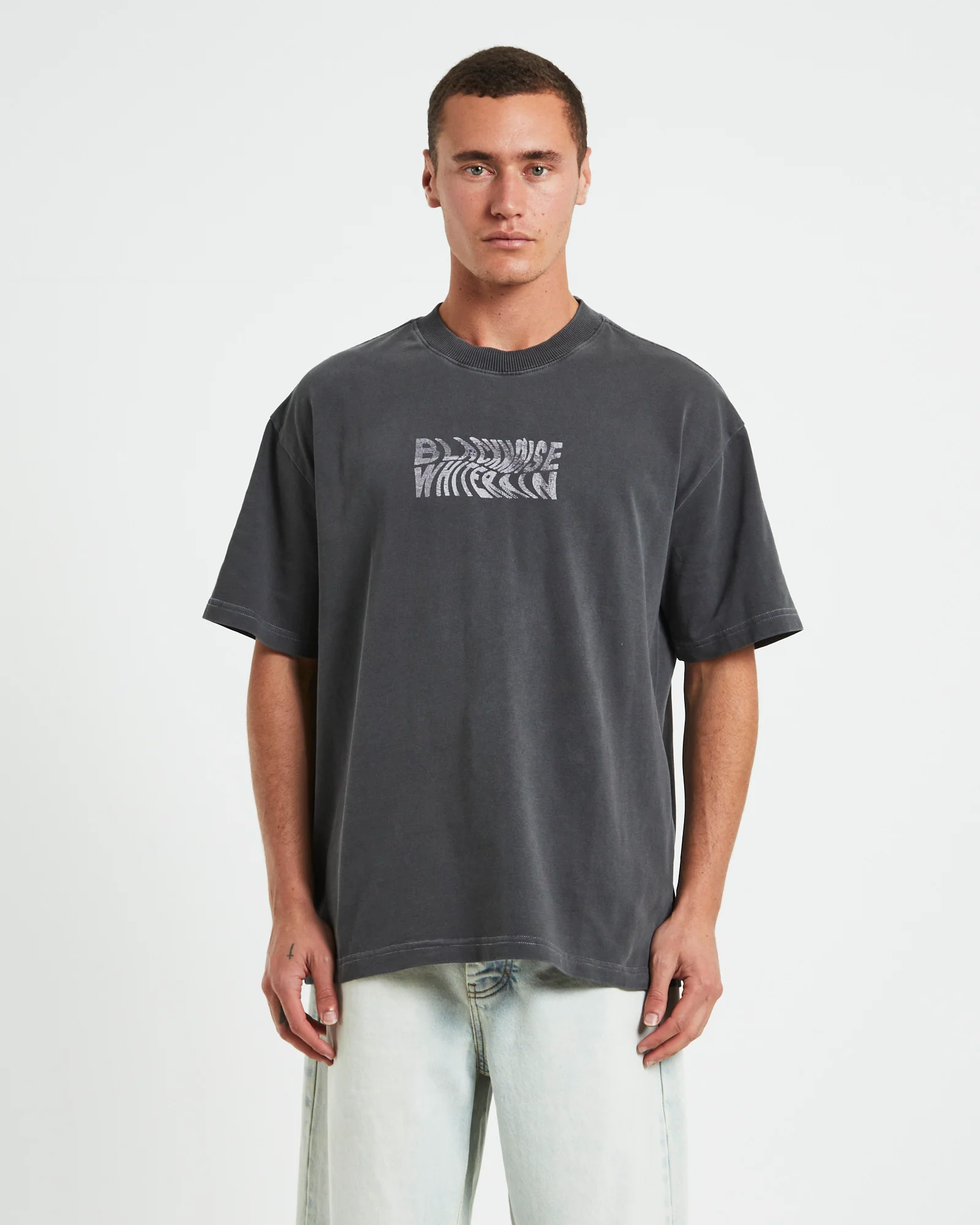 Wrapped Short Sleeve T-Shirt in Pewter Grey