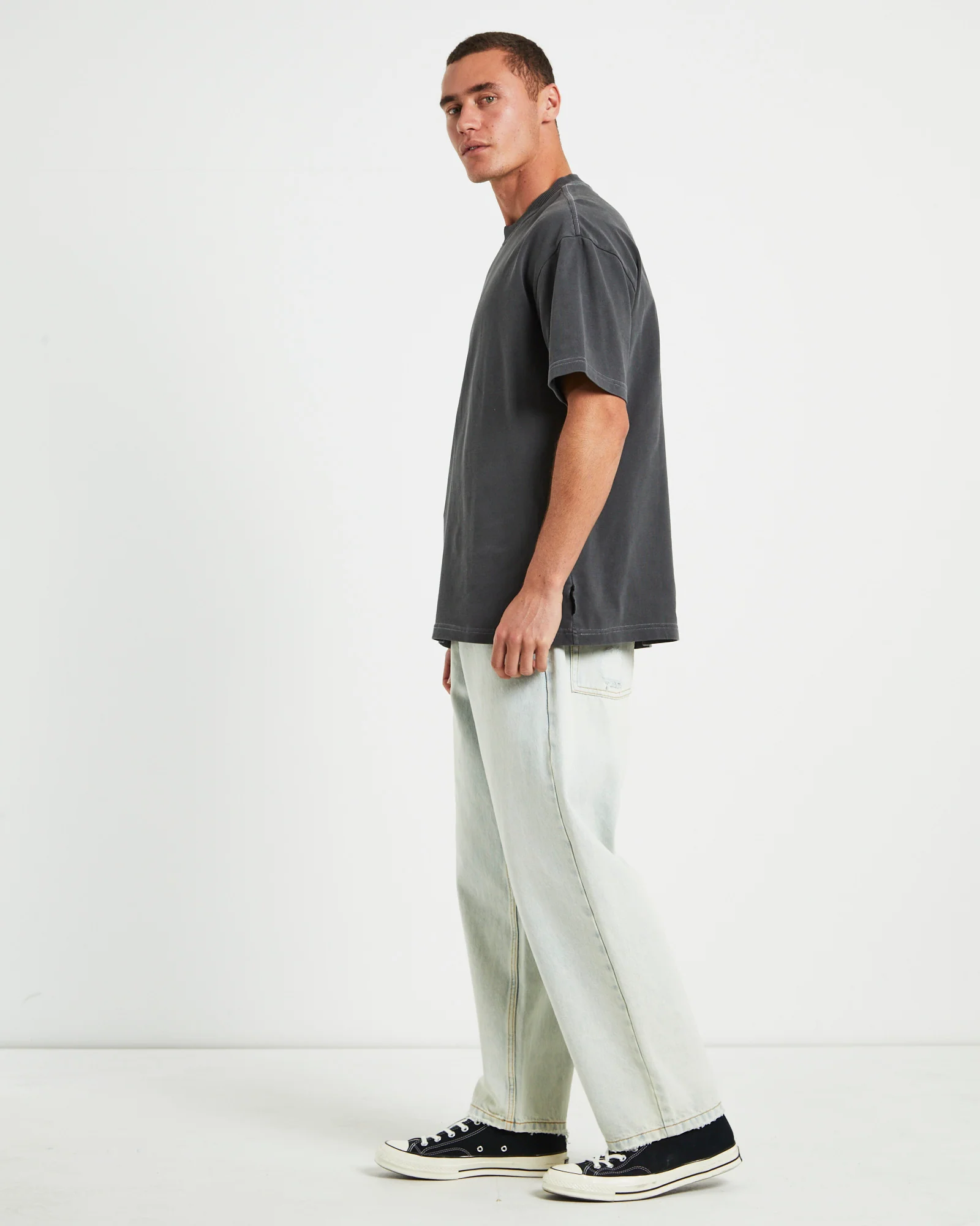 Wrapped Short Sleeve T-Shirt in Pewter Grey - Image 4