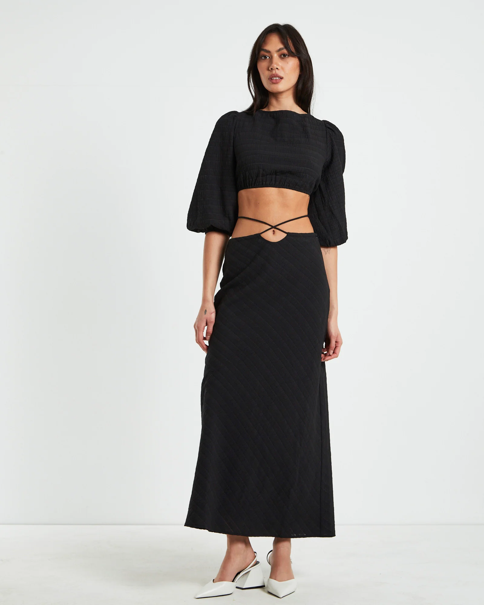 Wren Wrap Midi Skirt in Black - Image 3