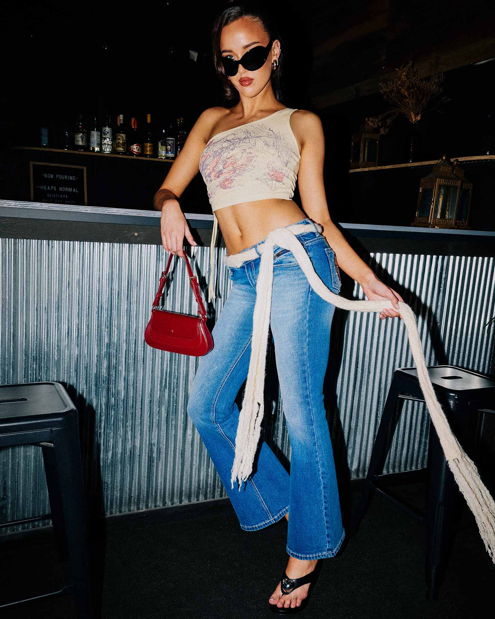 Y2K Low Flare Bedazzle Denim Jeans - Image 2