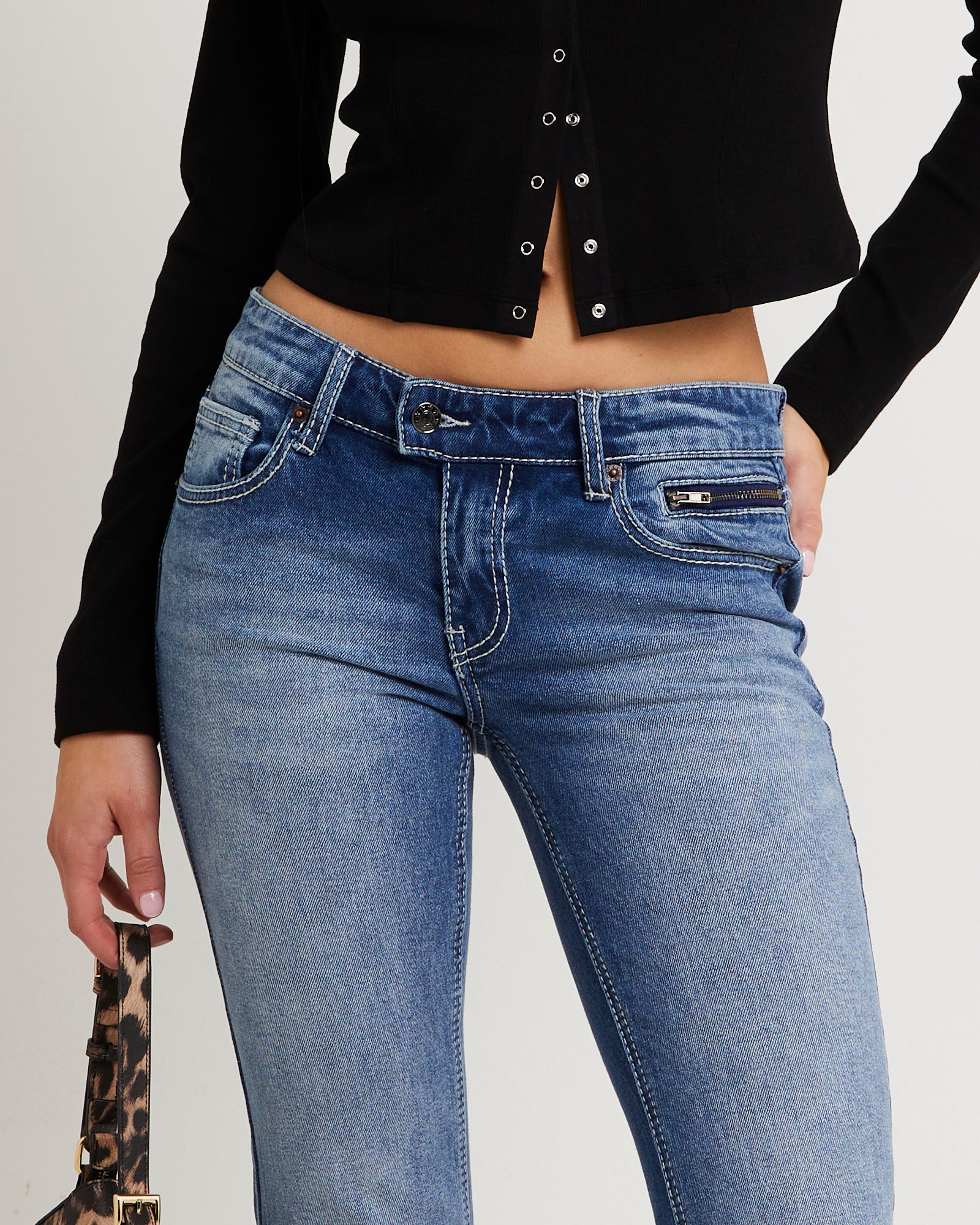 Y2K Low Flare Bedazzle Denim Jeans - Image 6