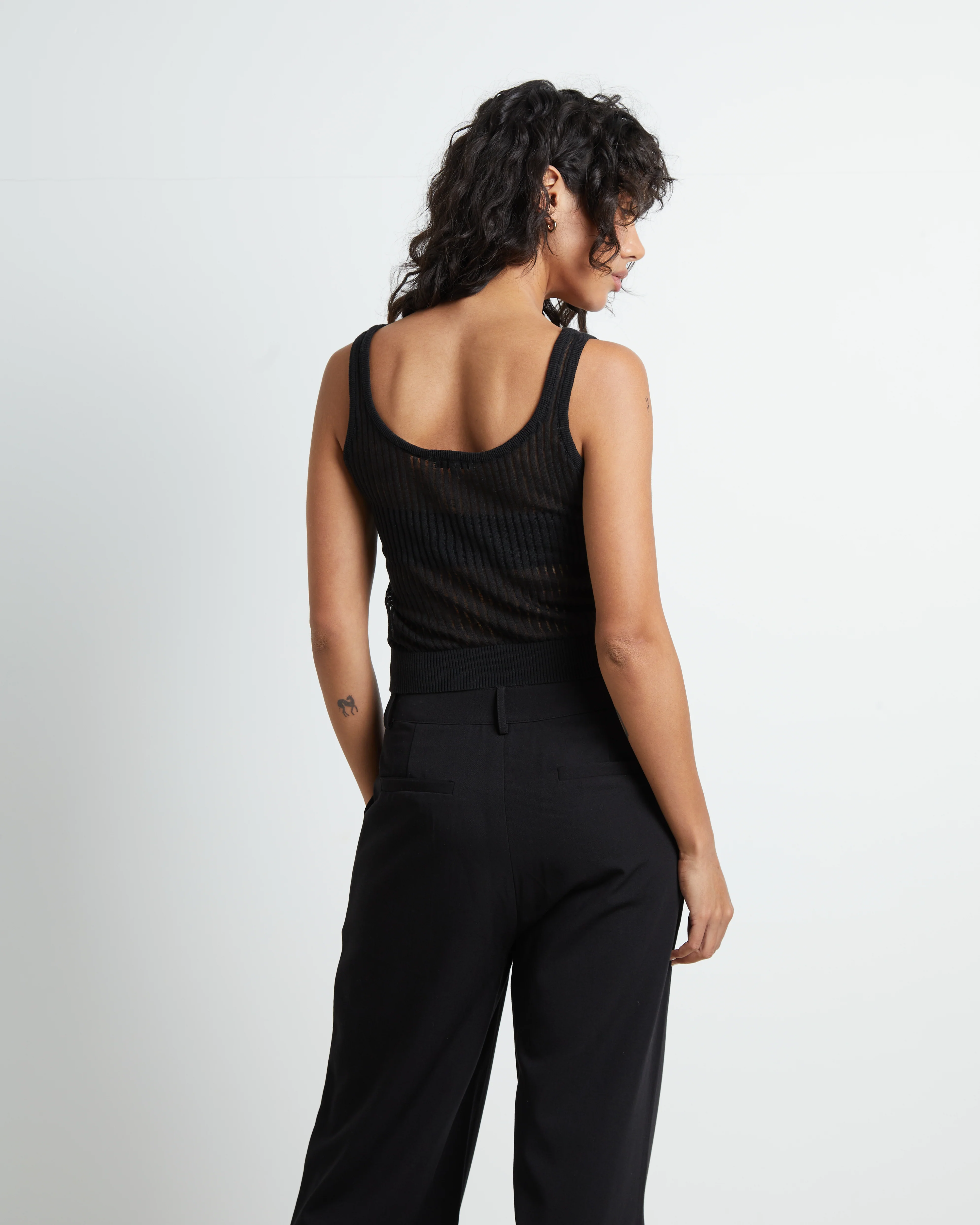 Zia Fine Knit Tank Top in Black - Image 2