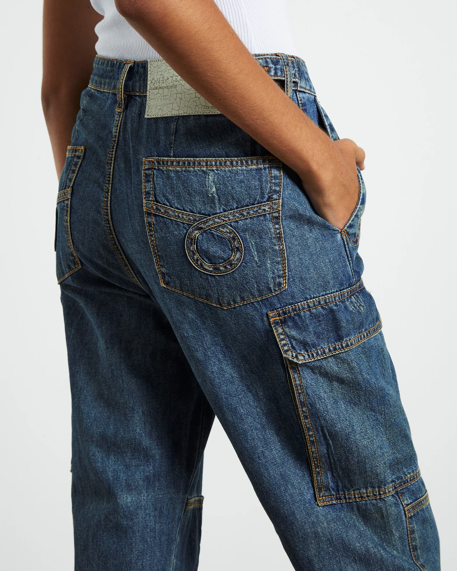 Zipped Cargo Motion Jeans Used Blue - Image 6