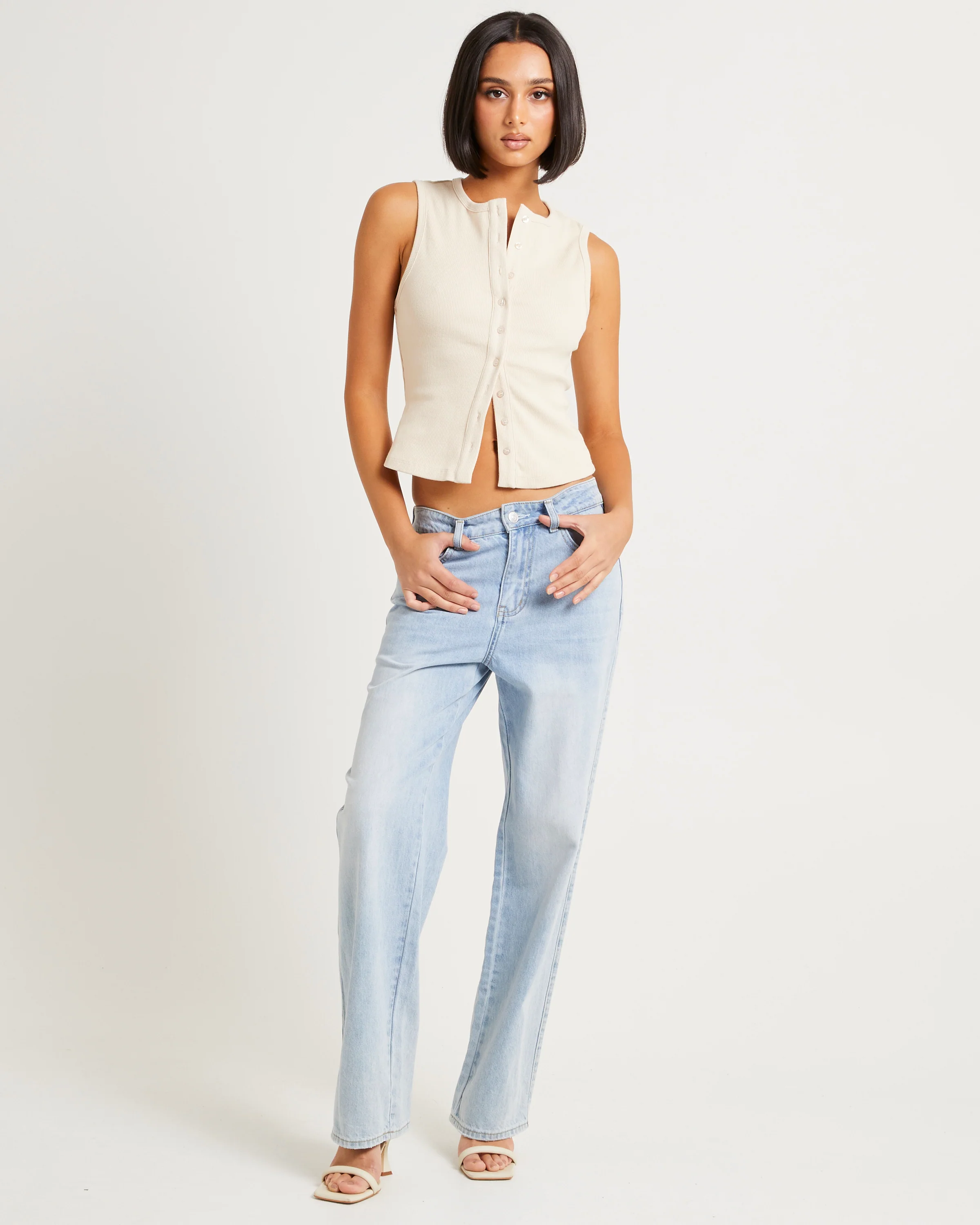 Zoe Button Front Tank Top - Image 3