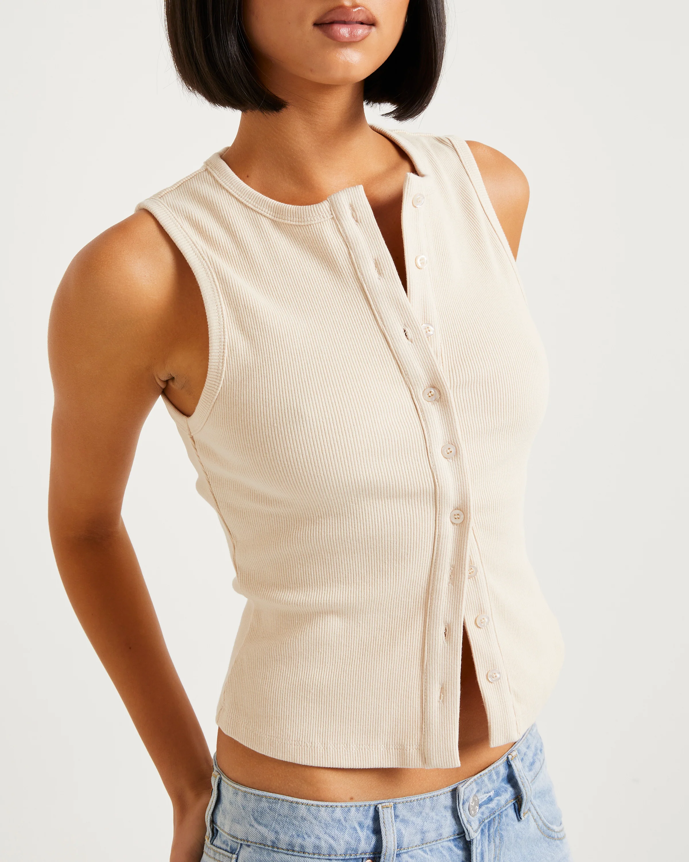 Zoe Button Front Tank Top - Image 5