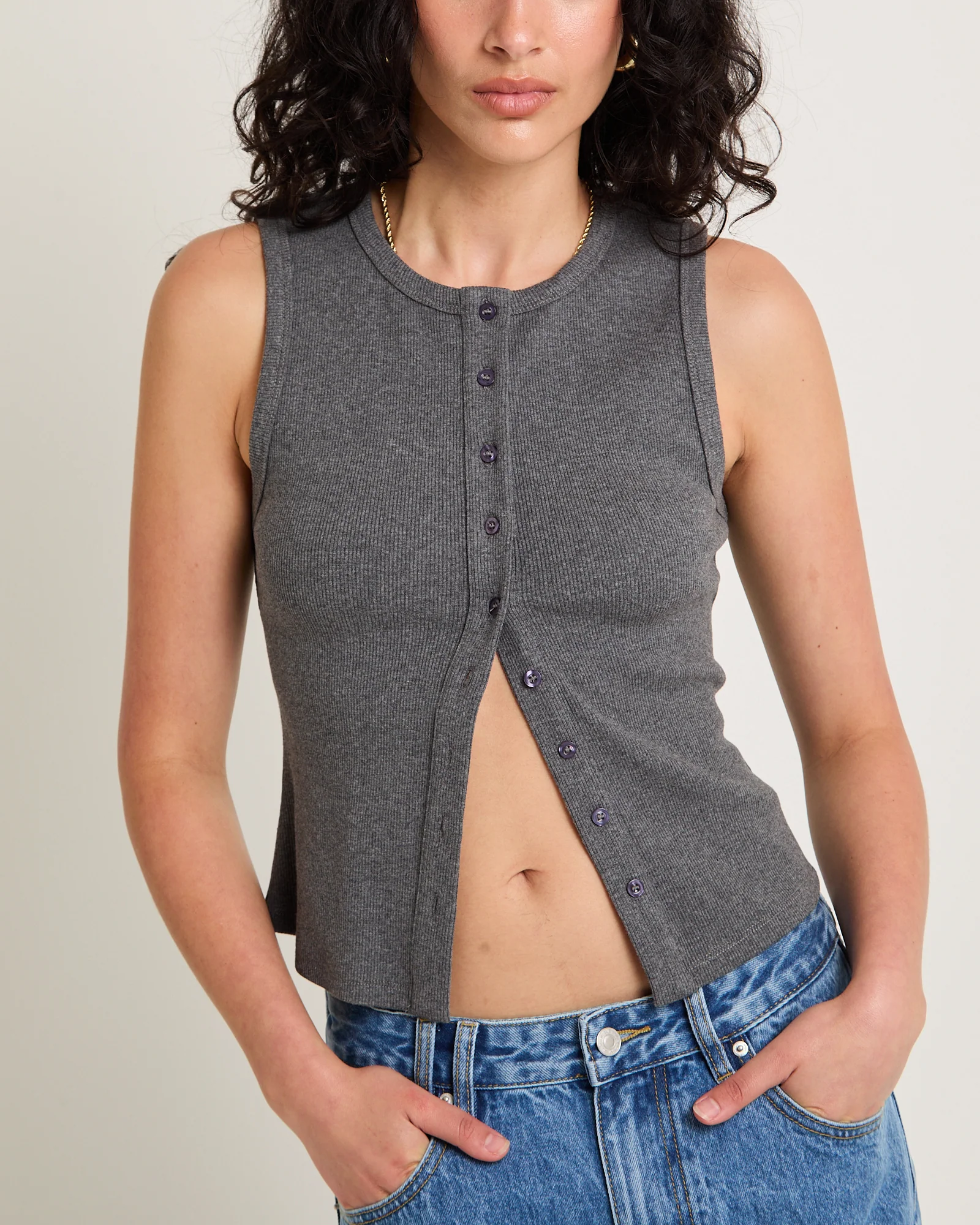Zoe Button Front Tank Top - Image 5