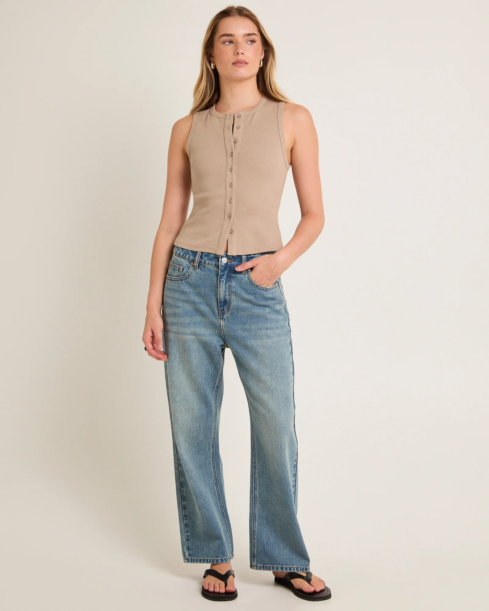 Zoe Button Front Tank Top - Image 3