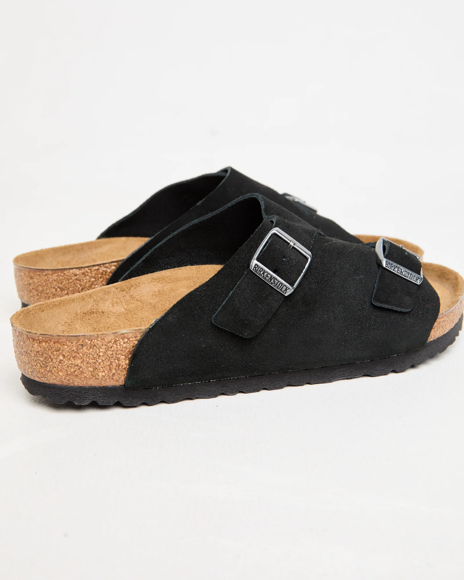 Zurich Regular Suede Leather Sandals in Black - Image 5